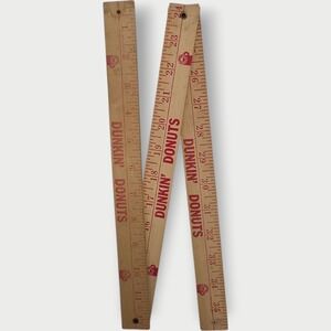 Vintage Dunkin Donuts Tri-Fold Wooden Yard Stick Ruler Folding‎ Advertising 36"